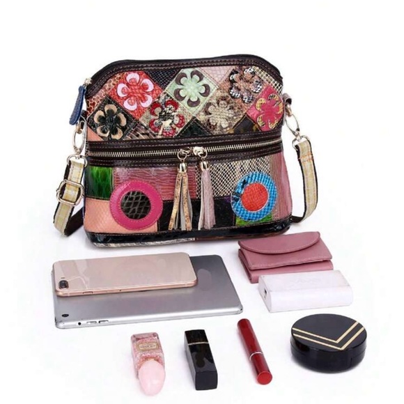 Bright Genuine Leather Small Crossbody Bag With Random Colorful Unique Color - Picture 8 of 8